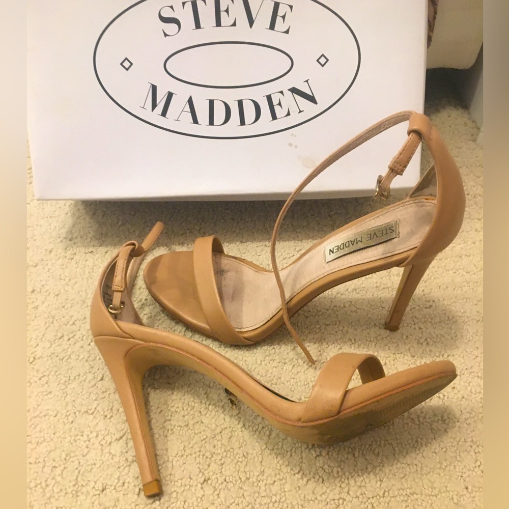 Steve Madde Stecy Natural Ankle Strap Sandals 4” Heels
